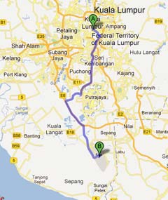 Driving from Kuala Lumpur to LCCT