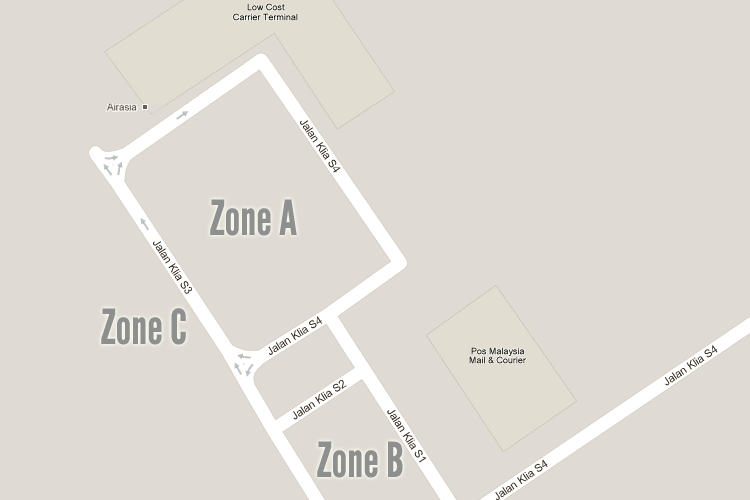 LCCT Parking Zones, LCCT Parking Zone A, LCCT Parking Zone C, LCCT Parking Zone B