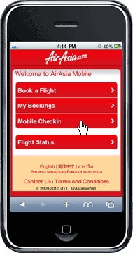 Mobile Check-In Step 0: Enter mobile.airasia.com into your browser's address bar