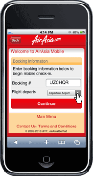 Mobile Check-In Step 2: Enter your booking number to begin mobile check-in