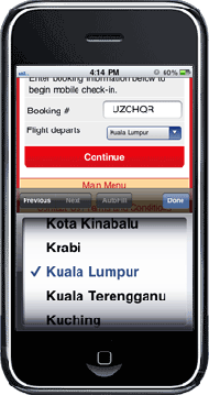 Mobile Check-In Step 2b: Select your Departure Airport