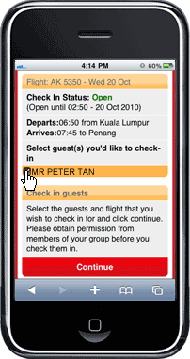 Mobile Check-In Step 3: Select the guest(s) that you would like to check-in