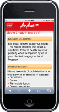 Mobile Check-In Step 5: Please ensure you have read the Security & Prohibited Items list carefully