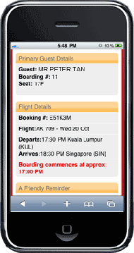 Mobile Check-In Step 7b: Confirmed guest(s) & flight details will be displayed below the barcode