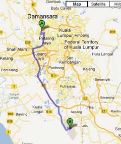 Driving from Damansara to LCCT