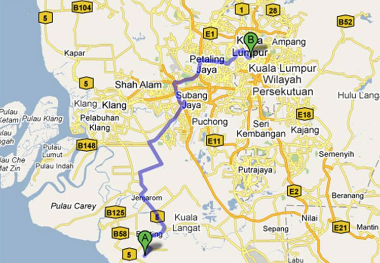 Map to Homestay Kanchong Darat From KL