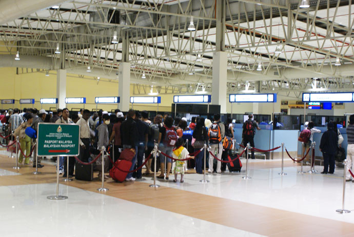 Customs check, international departure