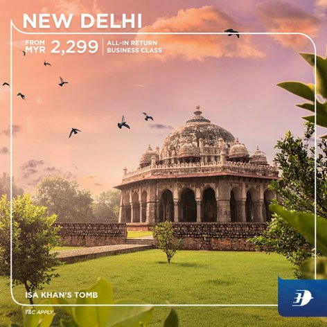 All-in return business class ticket to New Delhi from MYR2,299