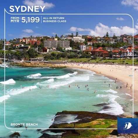 All-in return business class ticket to Sydney from MYR5,199