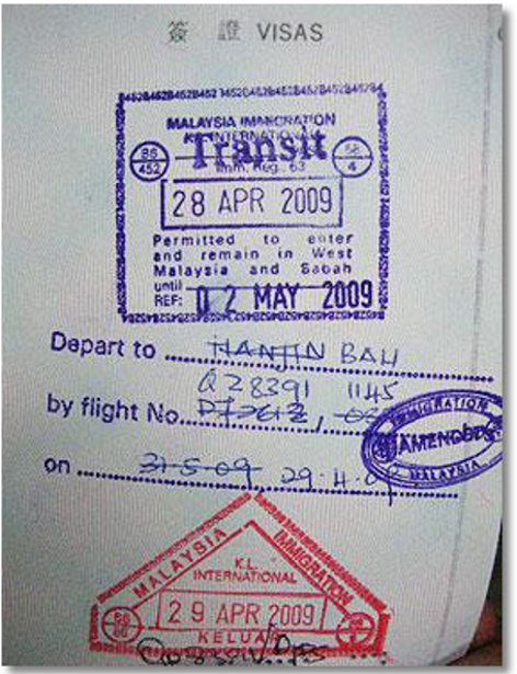 Example: Malaysia Transit Visa